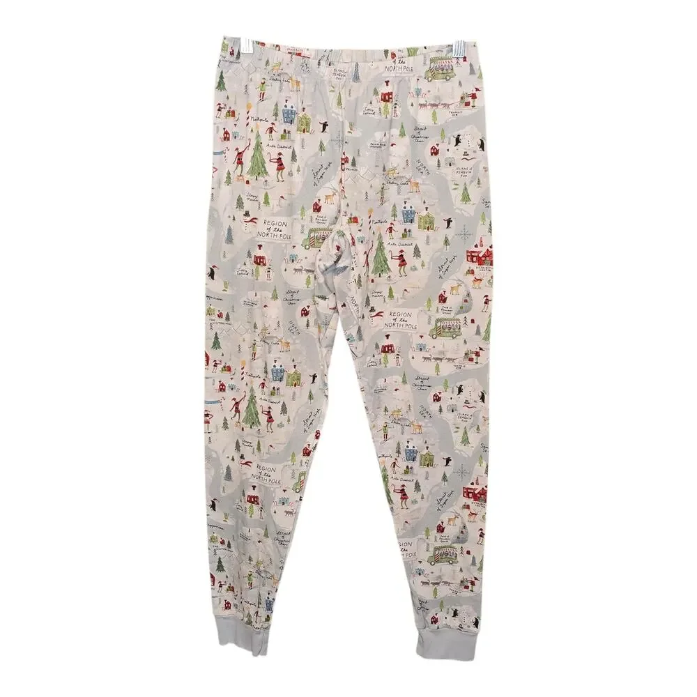 Pottery Barn Big Kids Two Piece Christmas Holiday Pajama Set Large North Pole